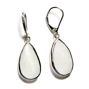 NEW - Genuine White Moonstone Teardrop Earrings – Gemstone & Sterling Silver